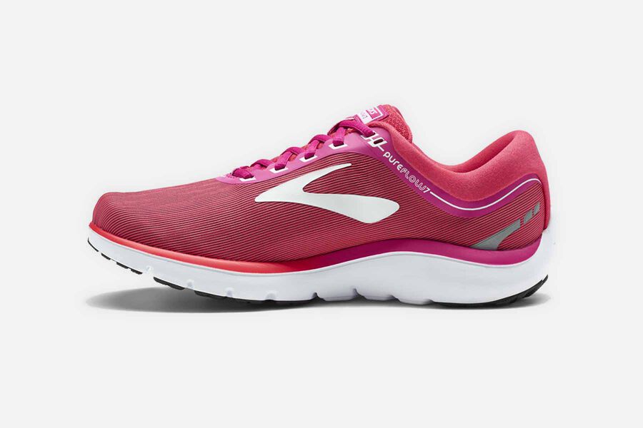 Brooks Running Shoes Womens Pink/White - Pureflow 7 Road - 1987-MAXDP